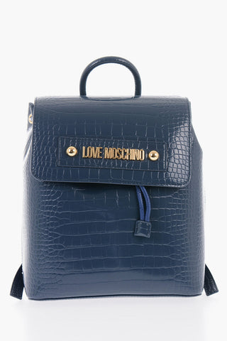 Moschino LOVE Crocodile Effect Faux Leather Backpack