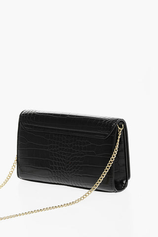 Moschino LOVE Crocodile Effect Faux Leather Bag with Golden Chain