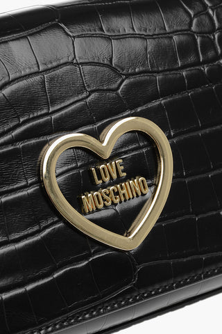 Moschino LOVE Crocodile Effect Faux Leather Bag with Golden Chain