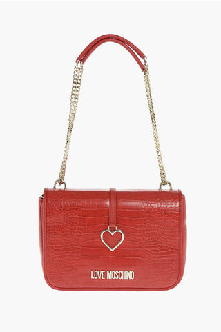 Moschino LOVE Crocodile Effect faux leather crossbody bag