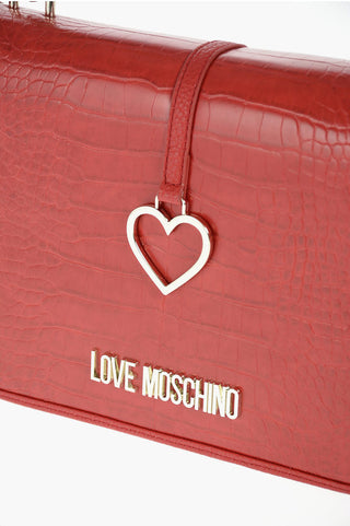 Moschino LOVE Crocodile Effect faux leather crossbody bag