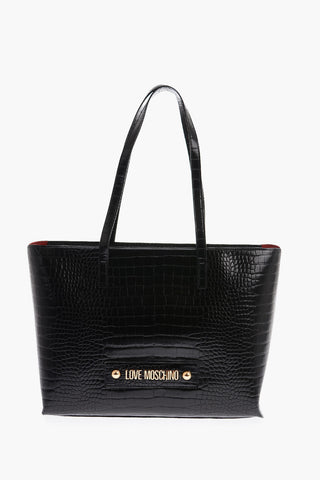 Moschino LOVE Crocodile Effect Faux Leather Tote Bag