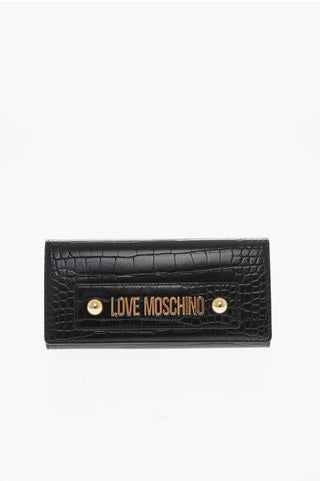 Moschino LOVE Crocodile Effect Faux Leather Wallet with Golden Logo