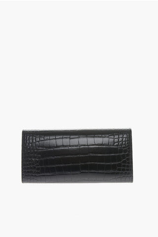 Moschino LOVE Crocodile Effect Faux Leather Wallet with Golden Logo