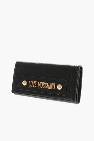 Moschino LOVE Crocodile Effect Faux Leather Wallet with Golden Logo