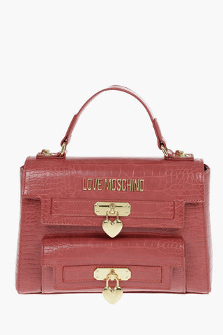 Moschino LOVE Crocodile Printed Faux Leather Hand Bag