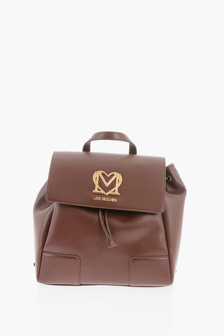 Moschino LOVE Faux Leather Backpack with Golden Logo