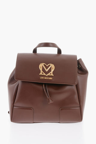 Moschino LOVE Faux Leather Backpack with Golden Logo