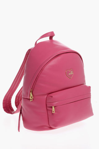 Moschino LOVE Faux Leather Backpack with Metal Heart