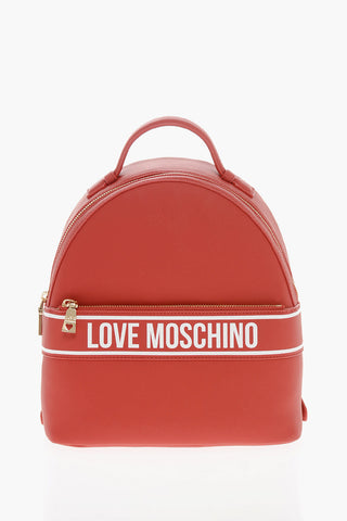 Moschino LOVE Faux Leather Backpack with Printed Contrasting Logo