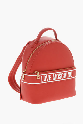 Moschino LOVE Faux Leather Backpack with Printed Contrasting Logo