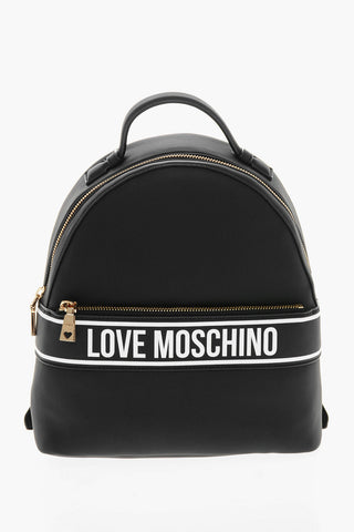 Moschino LOVE Faux Leather Backpack with Printed Contrasting Logo