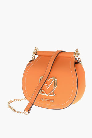 Moschino LOVE Faux Leather Bag with Chain Shoulder Strap and Golden L