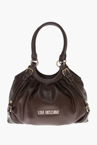 Moschino LOVE Faux Leather Bucket Bag with Golden Details