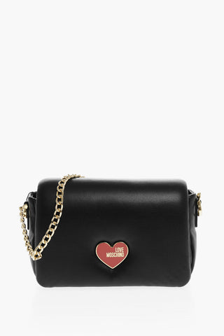 Moschino LOVE Faux Leather Crossbody Bag with Golden Chain