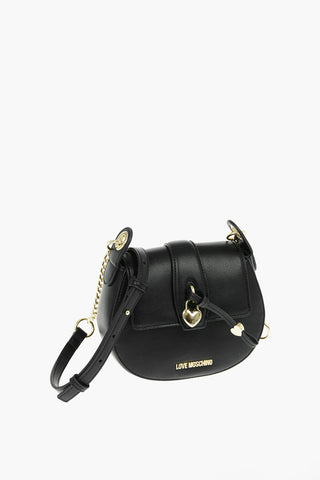 Moschino LOVE Faux Leather Crossbody Bag with Heart Shaped Charm