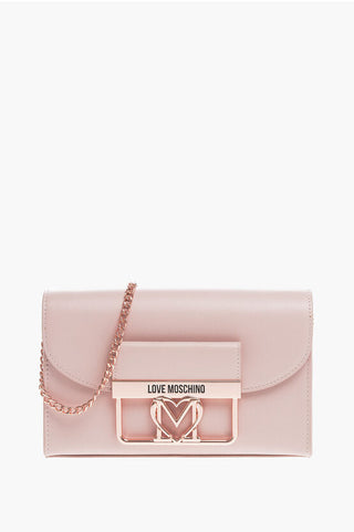 Moschino LOVE Faux Leather Crossbody Bag with Metal Chain