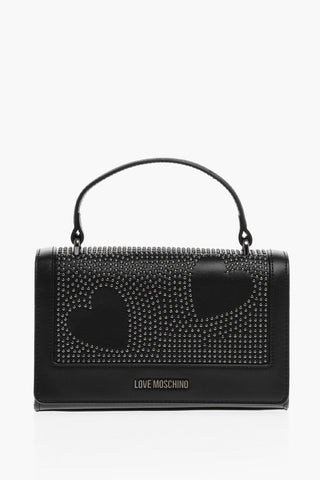 Moschino LOVE Faux Leather Embellished Studs Hand Bag with Chain