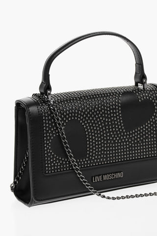 Moschino LOVE Faux Leather Embellished Studs Hand Bag with Chain