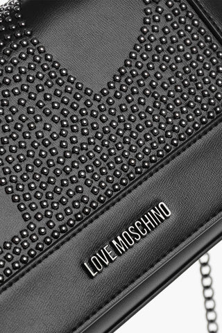 Moschino LOVE Faux Leather Embellished Studs Hand Bag with Chain