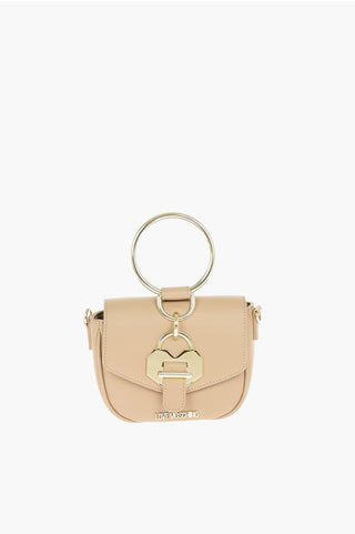 Moschino LOVE Faux Leather Golden Handle Bracelet Bag with Removable