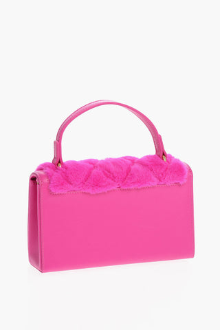 Moschino LOVE Faux Leather Hand Bag with Faux Fur Details