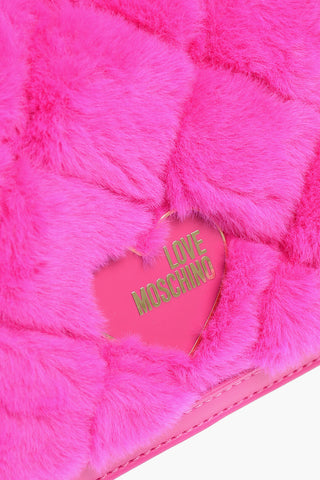 Moschino LOVE Faux Leather Hand Bag with Faux Fur Details