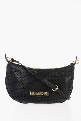 Moschino LOVE Faux Leather Hobo Bag With All-Over Heart Shaped Openwo