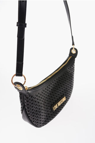 Moschino LOVE Faux Leather Hobo Bag With All-Over Heart Shaped Openwo