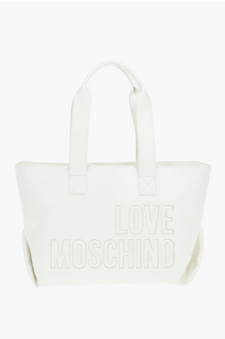 Moschino LOVE Faux Leather Maxi Tote Bag with Intarsio Front Logo