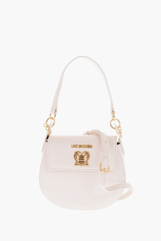 Moschino LOVE Faux Leather Mini Saddle Bag with Golden Closure Turn L