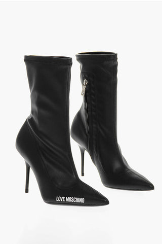 Moschino LOVE Faux Leather Point Toe Booties with Zip Closure Heel 9c