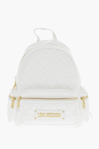 Moschino LOVE faux Leather Quilted Backpack with Golden Details