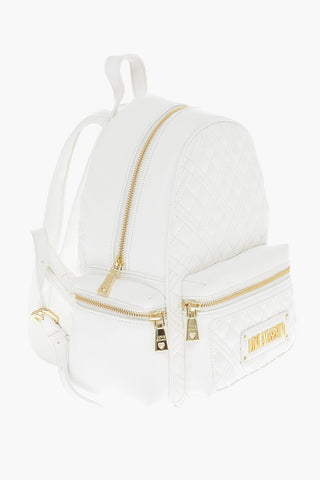 Moschino LOVE faux Leather Quilted Backpack with Golden Details