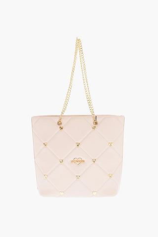 Moschino LOVE Faux Leather Quilted Bag with All-Over Hearts