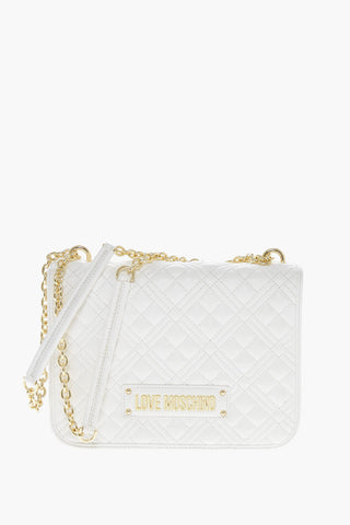 Moschino LOVE Faux Leather Quilted Shoulder Bag with LM on the back