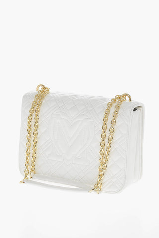 Moschino LOVE Faux Leather Quilted Shoulder Bag with LM on the back