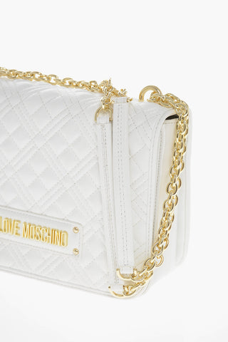 Moschino LOVE Faux Leather Quilted Shoulder Bag with LM on the back