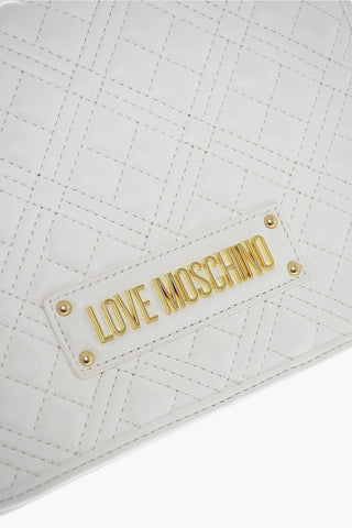 Moschino LOVE Faux Leather Quilted Shoulder Bag with LM on the back