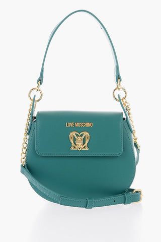 Moschino LOVE Faux Leather Saddle Bag with Turn Lock Closure