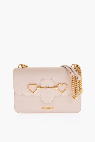 Moschino LOVE Faux Leather Shoulder Bag with Golden Chain