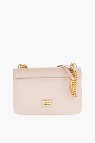 Moschino LOVE Faux Leather Shoulder Bag with Golden Chain