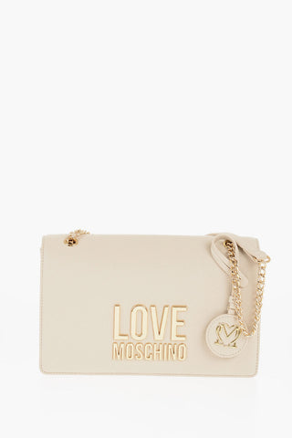 Moschino LOVE Faux Leather Shoulder Bag with Golden Details