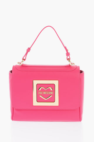 Moschino LOVE Faux Leather Shoulder Bag with Metal Golden Logo