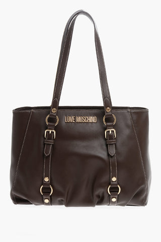 Moschino LOVE Faux Leather Shoulder Bag with Ruffe Details