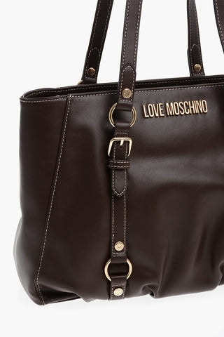 Moschino LOVE Faux Leather Shoulder Bag with Ruffe Details