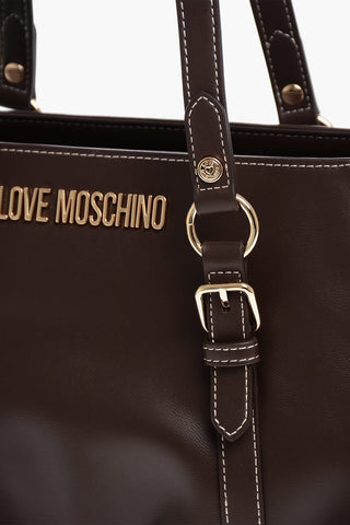 Moschino LOVE Faux Leather Shoulder Bag with Ruffe Details