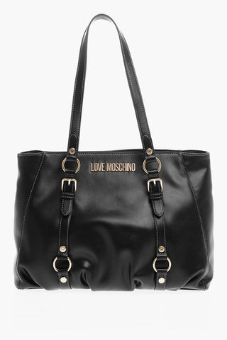 Moschino LOVE Faux Leather Shoulder Bag with Ruffe Details