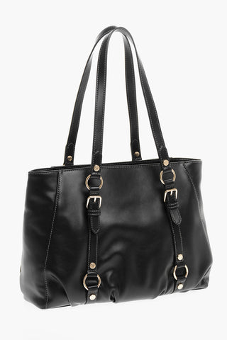 Moschino LOVE Faux Leather Shoulder Bag with Ruffe Details