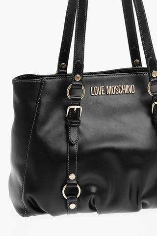 Moschino LOVE Faux Leather Shoulder Bag with Ruffe Details